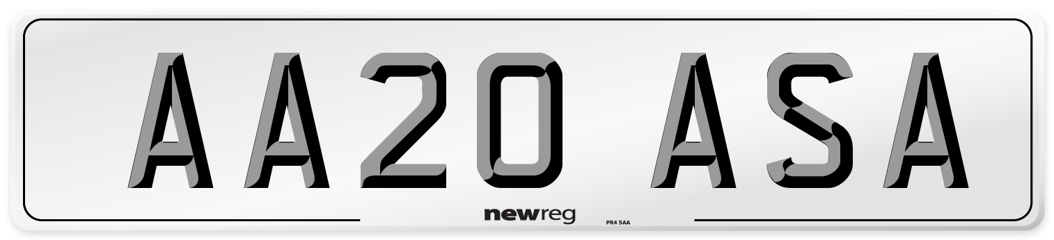 AA20 ASA Number Plate from New Reg